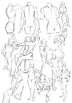 a drawing of people standing and sitting in different poses