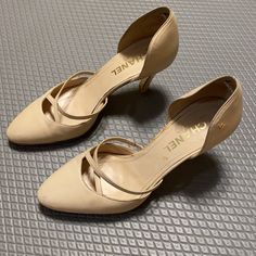 Authentic Vintage Chanel Shoes In Good Condition. Size 36 1/2 C Protective Soles Added. See Photos For Signs Of Wear. Chanel Cream, Chanel Heels, Shoes Chanel, Shoes Color, Chanel Shoes, Vintage Chanel, Shoes Women Heels, Shoes Heels, Chanel