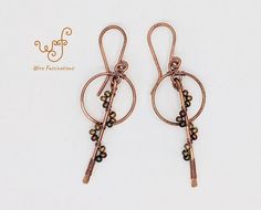 Bronze Wire Wrapped Hoop Earrings, Unique Copper Wire Wrapped Hoop Earrings, Wire Wrapped Copper Beaded Dangle Earrings, Ear Hook, Wire Earrings, Copper Jewelry, Mountain View, Earrings Jewelry, Cleaning Clothes