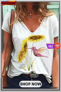 Bestdealfriday White Cotton Blend Short Sleeve Shirts Tops 9028799 Casual Kawaii, White Top Women, Kawaii Harajuku, T Shirt Fashion, Ladies Tops, Funny Graphic Tees, Short Sleeve Shirts, Casual Tops For Women, Floral Print Tops