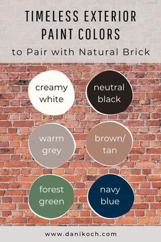 a brick wall with different colors and text that reads, how to paint exterior paint colors