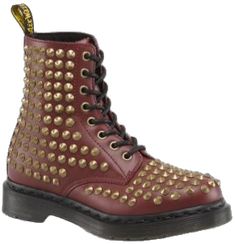 1460 SMOOTH SPIKE (cherry red). Casual Streetwear Boots With Rivets, Casual Boots With Rivets For Streetwear, Winter Streetwear Boots With Spikes, Spiked Boots For Winter Streetwear, Casual Streetwear Boots With Spikes, Casual Boots With Spikes For Streetwear, Casual Spiked Boots For Streetwear, Casual High-top Boots With Rivets, Trendy Red Boots For Streetwear