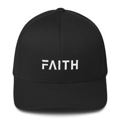 Faith Christian Fitted Flexfit Twill Baseball Hat | Christian Hats | Inspirational | Jesus Hats | Ca Adjustable Fit Breathable Hat With Curved Bill, Breathable Adjustable Curved Bill Hat, Casual Fitted Baseball Cap With Curved Bill, Fitted Casual Baseball Cap For Sports, Casual Fitted Baseball Cap For Sports, Fitted Baseball Cap With Curved Bill For Sports, Fitted Snapback Hat With Curved Bill For Sports, Fitted Snapback Hat With Curved Brim For Sports, Fitted Trucker Hat With Curved Brim For Sports