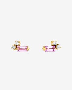 Add a touch of luxury and sophistication to your daily look with these pink sapphire stud earrings. Expertly crafted with 18K gold, these studs are not only stylish but also reliable, ensuring that they will remain beautiful for years to come. Details 18k rose gold or yellow gold 0.34 carats of pink sapphire baguettes 0.07 carats of round white diamonds 7x4mm dimensions Ref: BAE540 Luxury Pink Sapphire Earrings, Gold Pink Sapphire Earrings Fine Jewelry, Gold Pink Sapphire Earrings In Fine Jewelry Style, Fine Jewelry Pink Sapphire Earrings In Yellow Gold, Elegant Pink Sapphire Earrings In Yellow Gold, Elegant Yellow Gold Earrings With Pink Sapphire, Elegant Pink Gold Pink Sapphire Earrings, Sapphire Stud Earrings, Sapphire Earrings Studs