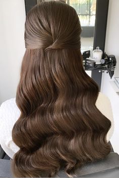 30 Bridal Half Up Down Hair Styles Modern Bridal Hair Down, Medium Haircut, Bridal Glam, Long Hair Style, Minimalist Bride, Guest Hair, Long Hair Wedding Styles, Simple Wedding Dress, Wedding Hair Inspiration