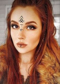 Simple Viking Makeup, Tyr Fenrir, Pagan Makeup, Viking Face Paint, Warrior Makeup, Viking Halloween Costume, Viking Makeup, Vikings Halloween, Viking Warrior Woman