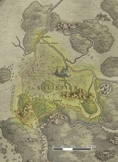 an old map with some trees on it