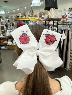 Heidi Davis Heidi Davis Ladybugs Hand Painted Bow Double Glitter - Little Miss Muffin Children & Home New Orleans Christmas, Beach Weekend, Jazz Fest, Glitter Hair Bows, Glitter Hair, Vibrant Design, Christmas Pajamas, Kids Sleepwear, Hair Bow