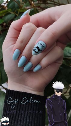 Gojo Nail Art, Jjk Nail Ideas