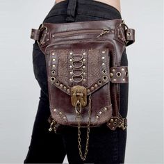 Crossbody bag mini travel belt bag - Trendha Steampunk Mode, Gothic Type, Moda Steampunk, Steampunk Outfits, Steampunk Furniture, Mode Steampunk, Holster Bag, Travel Belt, Steampunk Ideas