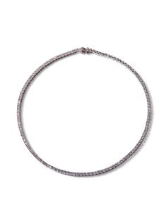 A Dorsey staple, the Kate necklace is an easy go-to layering piece. Now available in 3MM CZ for a daintier look than our original Kate riviere (which is 3.75 MM). Set with fine jewelry integrity and clasped securely with double safety hooks. Put it on, leave it on, and wear it with everything. Length: 15.5, 16.5, or 17.5 inches 14K yellow, double gold plated brass Cubic zirconia Custom clasp Safe for all water wear Dorsey Tennis Necklace, Silver Necklace With Lab-created Sapphire In Prong Setting, Luxury Round Sterling Silver Tennis Necklace, Silver Necklace With Lab-created Sapphire In Fine Jewelry Style, Diamond Riviere Necklace, Silver Prices, Sapphire Stone, White Sapphire, Round Cut