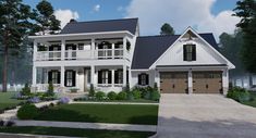 this is an artist's rendering of a two - story house in the country