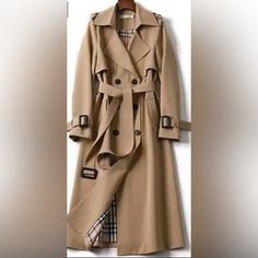 Double Breasted Khaki Trench Coat With Two Front Pockets Patchwork Coat, Womens Windbreaker, Long Trench, Style Japonais, Long Trench Coat, England Fashion, Casual Belt, Trench Coats Women, 가을 패션