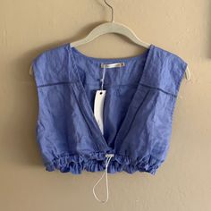 Super Cute Sleeveless Crop Top From Lf! Brand Is Millau And Is New With Tags! Super Cute With High Waisted Bottoms Or A Skirt Blue Crop Top Tank Top For Spring, Blue Tank Crop Top For The Beach, Blue Tank Crop Top For Beach, Blue Sleeveless Crop Top For Beach, Blue V-neck Crop Top For Vacation, Cotton Lace Tops, Boho Crop Tops, High Waisted Bottoms, Blue Crop Top