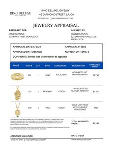 **THIS TEMPLATE IS COMPLETELY CUSTOMIZABLE & RE-USABLE ON CANVA** document size: 8.5x11 inches Enhance the professionalism and authenticity of your jewelry pieces with our customizable Jewelry Appraisal Report template. Designed specifically for jewelry business owners, this template allows you to easily create professional jewelry appraisals quickly and seamlessly.  Simply edit the template with your own information, such as your brand name, website and your jewelry piece specifications, and pr List Website, Price List Template, Customizable Jewelry, Jewelry Appraisal, Professional Jewelry, Circle Diamond, Report Template, Jewelry Business, Selling Jewelry