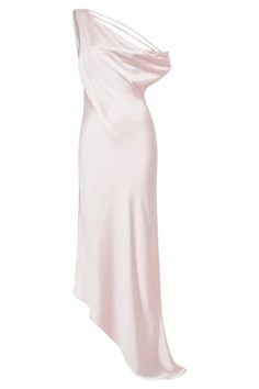 Yvette Slip Maxi Dress With Asymmetrical Hem - Pale Pink- MESHKI U.S Slip Maxi Dress, Off Shoulder Fashion, Asymmetrical Hem, Asymmetric Hem, Pale Pink, Latest Fashion Trends, Open Back, Off Shoulder, Shoulder Strap