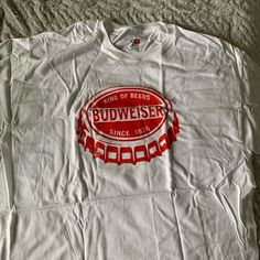 Budweiser Shirt Fun And Oversized. Never Worn Vintage Budweiser Shirt, Bar Merch, Brewery Merch, Frat Merch, Budweiser Shirt, Led Zeppelin Shirt, Lord Help, Wine Shirt, Bar Crawl