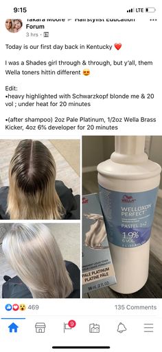 Wella Formulas, Toner For Blonde Hair, Blonde Toner, Hair Formulas, Hair Dye Tips, Hair Foils, Redken Hair Color