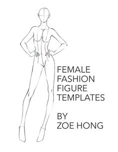 the female fashion figure templates are shown in black and white, with text that reads