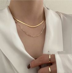 This double layer chain necklace is perfect to wear on it's own, as it acts as a two in one necklace. This adds just enough edge to any outfit with the chain link design. Material: 18K Gold Plated Stainless Steel Origin: California, USA Material: Hypoallergenic, nickel free, and good for sensitive skin. Waterproof, sweatproof, and tarnish free.18K gilding is used to achieve gold color with beautiful shade and make the product resistant to the external environment. Jewelry Care: When not worn, al Layer Chain Necklace, Layer Chain, Fawn Colour, Layered Chain Necklace, Link Design, Rings Jewelry Fashion, Layered Chains, Care Card, California Usa