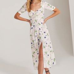 Sweet Styling Makes The Vineyard Dress Absolutely Effortless. This Demure, Floral Midi Is Crafted From A Silky Smooth Crepe With Short Sleeves, Adjustable Tie Details, Front Ruching And A Smocked Back. New Without Tags, Still Has The Extra Button Attached Vineyard Dress, One Shoulder Midi Dress, Purple Midi Dress, The Vineyard, Midi Slip Dress, Halter Midi Dress, Favorite Daughter, Striped Midi Dress, Sweater Dress Midi