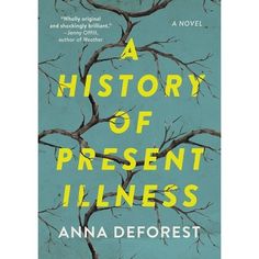 a book cover for a history of present lines by ann deforest, with trees in the background