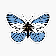 a blue butterfly sticker on a white background