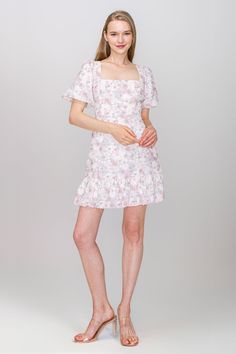 Elevate your wardrobe essentials with a dose of freshness with this mini floral print dress. Its girly charm and light pastel floral colors make it a perfect choice on any summer day.Size guide: For sizing, please refer to the following guide. If you have any questions about sizing or fit, we welcome you to call, email or DM us. Inches S (2/4) M (6) L (8) XL (10/12) Bust 34.6 36.2 37.8 39.4 Waist 28.3 29.9 31.5 33.1 Hip 37.8 39.4 40.9 42.5 Pink Floral Print Mini Dress, Pink Feminine Floral Dress With Ditsy Print, Pink Feminine Ditsy Floral Dress, Feminine Pink Floral Dress With Ditsy Print, Summer Ditsy Floral Print Dress With Square Neck, Summer Mini Dress With Floral Print, Summer Floral Dress With Ditsy Print And Square Neck, Summer Rose Print Mini Dress, Feminine Spring Mini Dress