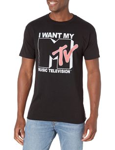 PRICES MAY VARY. Short-sleeve t-shirt featuring 80s-inspired MTV graphic at center front Crew neckline Pop Culture Crew Neck Tops With Text Print, Pop Culture Fan Merchandise Tops With Text Print, Pop Culture Text Print Crew Neck Top, Pop Culture Tops With Text Print For Fans, Pop Culture Text Print Tops For Streetwear, Pop Culture T-shirt With Logo Print, 90s Style T-shirt With Text Print For Fans, Pop Culture Crew Neck Top With Logo Print, Pop Culture Logo Print Crew Neck Tops