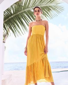 Devyani Strapless Maxi Dress in daisy pleats | Ramy Brook Papua New Guinea, Equatorial Guinea