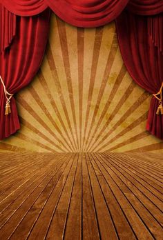 an image of a stage with red curtains and wooden floor in front of the curtain