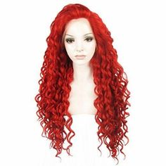 Women Lace Wig Deep Curly Lace Front Wigs Red Long Water Wave Synthetic Wig USA Red Curly Wig, Purple Ombre Hair, Long Hair Wigs, Pink Wig, Curly Lace Front Wigs, Red Wigs, Deep Curly, Black Wig, Burgundy Lace