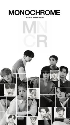 the poster for monochromee shows many different people in black and white squares,