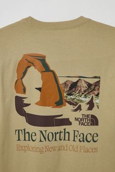 Places We Love Arches tee by The North Face with graphics printed at the left chest and back. Cotton jersey t-shirt in a standard fit with short sleeves and a ribbed crew neck. Features Places We Love Arches tee from The North Face Front & back graphics Regular fit Short sleeves Ribbed crew neck Content + Care 100% Cotton Machine wash Imported Size + Fit Measurements taken from size Medium Chest: 21" Length: 29" | The North Face Places We Love Arches Tee in Neutral, Men's at Urban Outfitters Patagonia Shirts, Mountain Shirt, Nature Shirts, Fits Clothes, Graphic Tshirt Design, Graphic Tees Vintage, Mens Graphic Tee, Sleeve Designs, Dad To Be Shirts