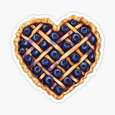 a blueberry pie in the shape of a heart sticker on a white background