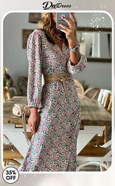 V-neck Multi Print Midi Dress Print Midi Dress, Printed Midi Dress, Midi Dress, V Neck, Free Shipping