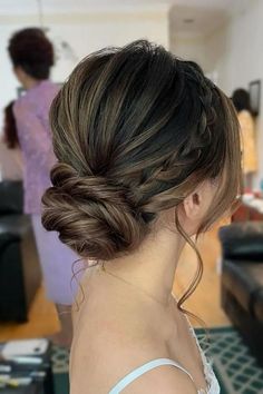 Braided Low Updo Easy Updos For Medium Hair, Bridesmaid Updo, Guest Hair, Hoco Hairstyles, Up Dos For Medium Hair, Wedding Guest Hairstyles