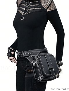 BagForLove - Retro Steampunk Motorcycle Hip Belt Bag with Phone Pouch - Stylish & Functional Product Description Color Black Material PU Leather Bag Size Mini Closure Type Zipper Strap Type Adjustable Type Fashion Leg Bag Pattern Type Plain Size Chart INCH CM Bag Height Bag Length Bag Width Strap Length 3.9 inch 7.1 inch 7.5 inch 43.3 inch Bag Height Bag Length Bag Width Strap Length 10 cm 18 cm 19 cm 110 cm Details Pictures Similar Products h2 { text-align: center; } /* æ¢è¡ */ li{ white-space: normal; word-break: break-all; word-wrap: break-word; } .red-box { width: 100%; display: flex; flex-direction: row; flex-wrap: wrap; justify-content: center; } .red-box > div { width: 190px; height: 250px; margin: 10px; } .red-box > div > a > img { width: 190px; height: 250px; } .size-box { width Black Punk Bag For Daily Use, Black Punk Satchel Shoulder Bag, Black Punk Style Satchel Shoulder Bag, Punk Style Daily Use Black Bag, Black Punk Shoulder Bag With Zipper Closure, Edgy Black Shoulder Bag With Mobile Phone Holder, Edgy Black Shoulder Bag With Phone Pocket, Edgy Black Shoulder Bag With Removable Pouch, Black Grunge Shoulder Bag For Concerts