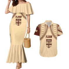 fiji-bula-couples-matching-mermaid-dress-and-hawaiian-shirt-tapa-pattern-design Couples Matching, Formal Business, Mermaid Dress, Matching Couples, Stylish Shirts, Summer Shirts, Out Of Style, Hawaiian Shirt, Fashion Store