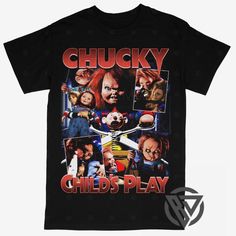 Beyond Dope Chucky Tee Shirt Childs Play Scary Movie Halloween Novelty Black T-shirt With Character Print, Halloween Black T-shirt With Character Print, Black Novelty Shirt With Graphic Print, Black Novelty T-shirt With Character Print, Spooky Black T-shirt With Screen Print, Novelty Black Short Sleeve Shirt, Black Pop Culture Tops With Sublimation Print, Black Pop Culture Top With Sublimation Print, Black Short Sleeve Top For Halloween