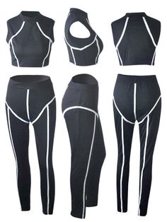 DescriptionMaterial:Made of soft and breathable fabric. comfy and stretchy to wear.Features: Strip patchwork. zipper polo neck. sleeveless crop top. high waist bodycon skinny yoga pants. tight slim fit.Occasion: Home. sports. outdoors. fitness. running. jogging. yoga. dance. climbing. exercise. daily wear.Size Chart: Trendy Sleeveless Activewear, Trendy Fitted Sleeveless Activewear, Trendy Sleeveless Stretch Activewear, Black Stretch Sleeveless Set, Trendy Stretch Sleeveless Activewear, Casual Fitted Elastane Sets, Trendy Stretch Sports Sets, Casual Stretch Elastane Sets, Exercise Daily