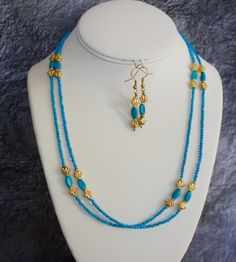 Original Design By RockRichGems. AA Turquoise with Gold Plated Silver Necklace with Matching Earrings. Elegant Turquoise Jewelry With Faceted Beads, Turquoise Faceted Beads Costume Jewelry, Traditional Turquoise Jewelry With Faceted Beads, Acrylic Nails Almond Shape, Incline Village, Diy Beaded Bracelets, Luxe Jewelry, Almond Shape, Nails Almond