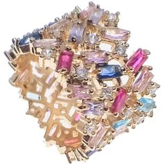 Blush & Whimsy Ring 7 Ariana Rainbow Ring Multi-stone Cubic Zirconia Party Rings, Party Rings With Multi-stone Cubic Zirconia, Multicolor Multi-stone Cluster Ring As Gift, Elegant Multicolor Cubic Zirconia Crystal Ring, Dazzling Multicolor Jewelry With Accent Stones, Multicolor Open Ring For Party, Multicolor Gemstone Ring For Party, Multicolor Gemstone Party Rings, Multi-stone Cubic Zirconia Open Crystal Ring