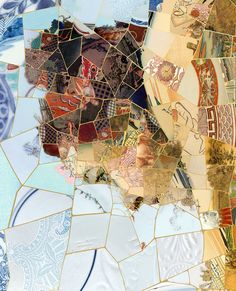 an artistic collage made up of many different colored tiles