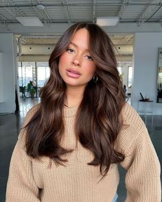 Medium Brown Hair All Over Color, Soft Brown Balayage Subtle Highlights, Rick Brown Hair Color, Level 7 Chocolate Brown Hair, Brown Hair W Dimension, Light Brown Layered Hair Medium, Darker Brown Balayage, Low Maintenance Brunette Balayage, Haircolor Ideas For 2023 Brown