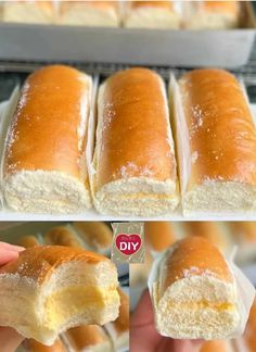 several pictures of different types of breads being made