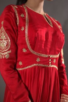 Red chanderi kurta with sequins hand embroidery. Comes with pant and a dupatta. - Aza Fashions Red Embellished Chanderi Traditional Wear, Red Embellished Chanderi Dupatta, Transitional Red Anarkali Set With Mirror Work, Red Embellished Sharara For Navratri, Red Dori Work Kurta For Reception, Red Anarkali Set With Mirror Work In Art Silk, Red Art Silk Anarkali Set With Mirror Work, Red Embellished Straight Kurta, Red Embellished Kurta