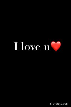 the word i love u is written in white on a black background with a red heart