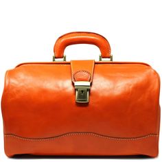 Ciabatta Full Grain Italian Leather Doctor Style Handbag – Floto Doctor Bag, Saddle Brown, Duck Canvas, Leather Skin, Monogram Bag, American Brand, Orange Bag, Leather Pulls, Shoulder Tote Bag