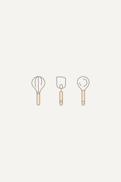 three different types of kitchen utensils on a white background